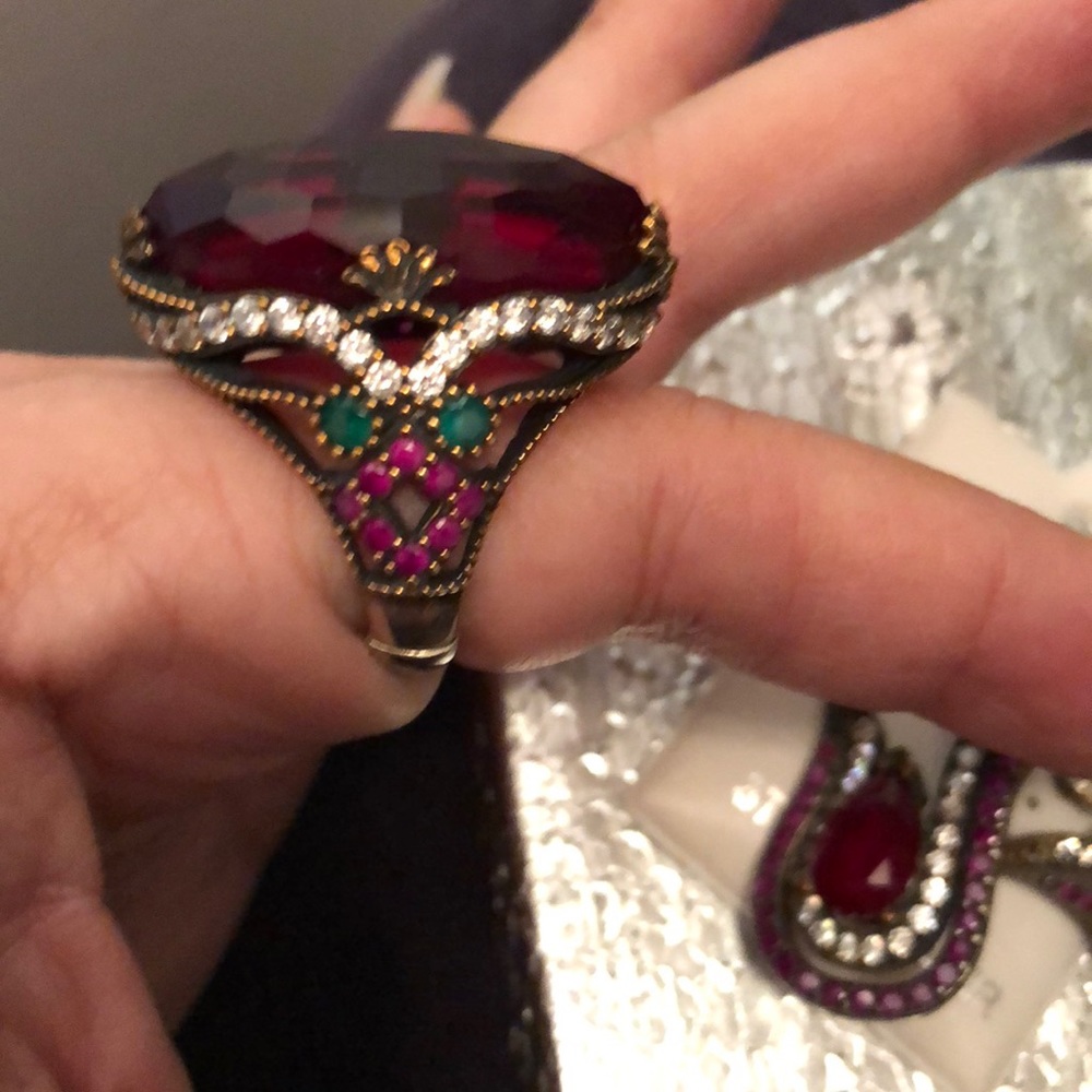 Ruby Ring Set With Earrings From India- Indian Je… - image 3
